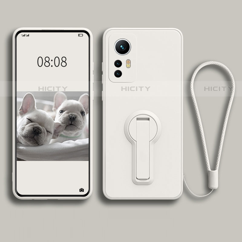 Custodia Silicone Ultra Sottile Morbida Cover con Supporto per Xiaomi Mi 12 5G Bianco