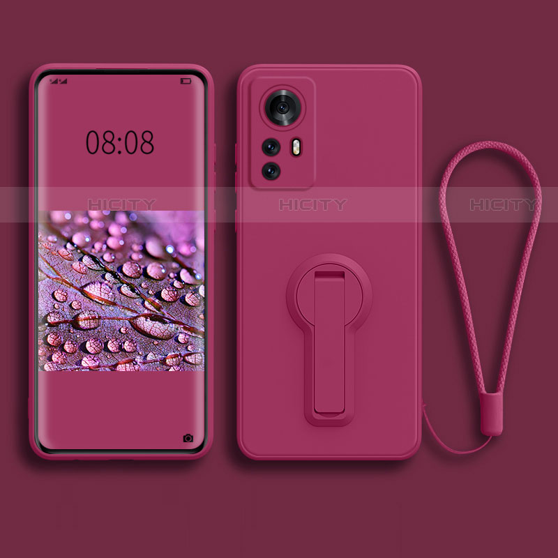 Custodia Silicone Ultra Sottile Morbida Cover con Supporto per Xiaomi Mi 12 5G Rosa Caldo