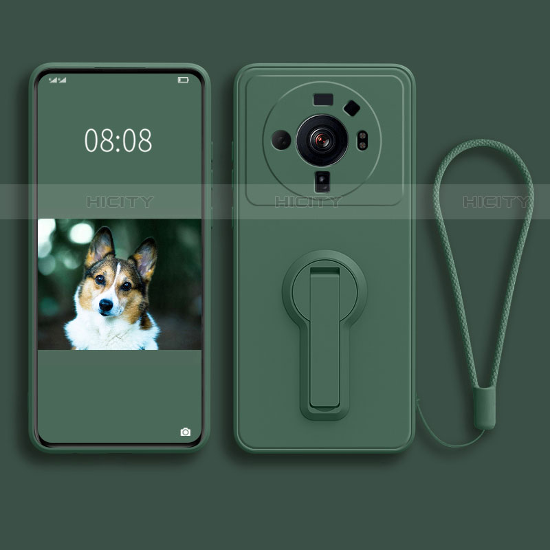 Custodia Silicone Ultra Sottile Morbida Cover con Supporto per Xiaomi Mi 12 Ultra 5G Verde