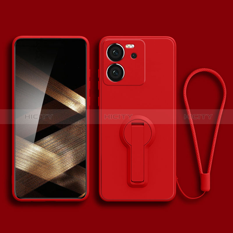 Custodia Silicone Ultra Sottile Morbida Cover con Supporto per Xiaomi Mi 13T 5G Rosso