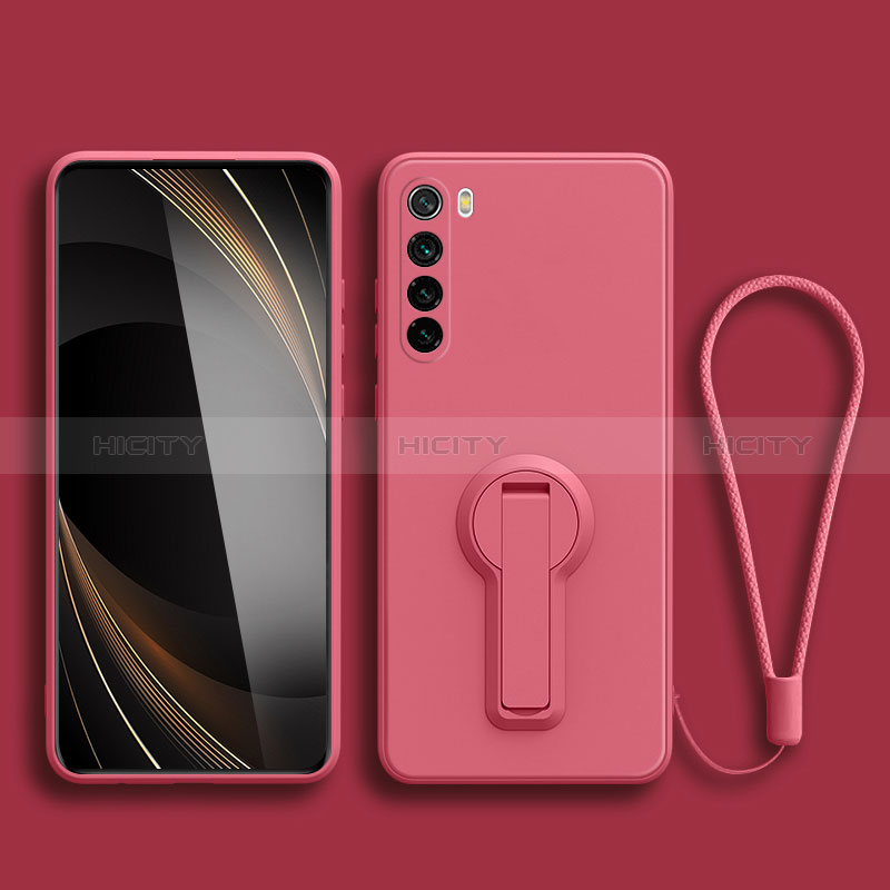 Custodia Silicone Ultra Sottile Morbida Cover con Supporto per Xiaomi Redmi Note 8 (2021) Rosa Caldo