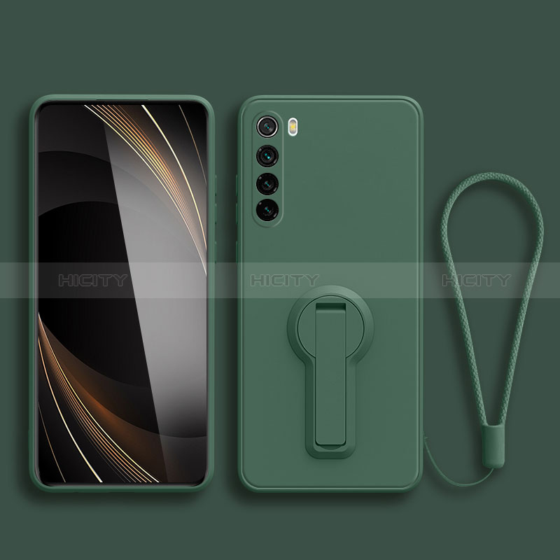 Custodia Silicone Ultra Sottile Morbida Cover con Supporto per Xiaomi Redmi Note 8 (2021) Verde Notte