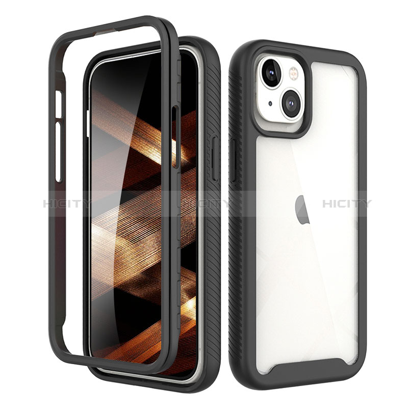 Custodia Silicone Ultra Sottile Morbida Cover Fronte e Retro 360 Gradi per Apple iPhone 15 Plus Nero