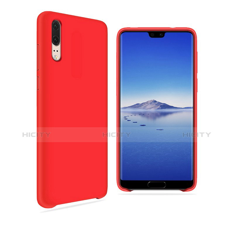 Custodia Silicone Ultra Sottile Morbida Cover Fronte e Retro 360 Gradi per Huawei P20 Rosso