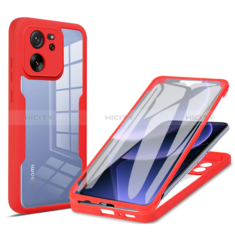 Custodia Silicone Ultra Sottile Morbida Cover Fronte e Retro 360 Gradi per Xiaomi Mi 13T 5G Rosso