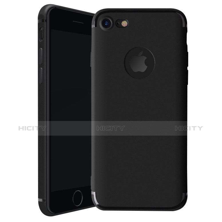 Custodia Silicone Ultra Sottile Morbida Cover H01 per Apple iPhone 7 Nero