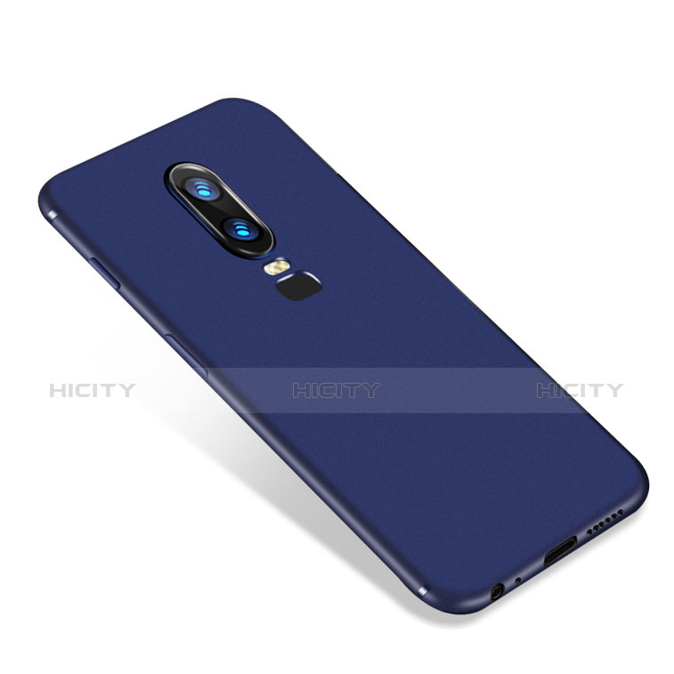 Custodia Silicone Ultra Sottile Morbida Cover S01 per OnePlus 6 Blu