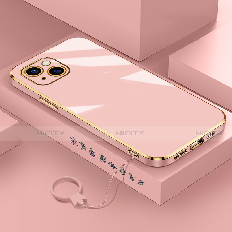 Custodia Silicone Ultra Sottile Morbida Cover S03 per Apple iPhone 13 Mini Oro Rosa