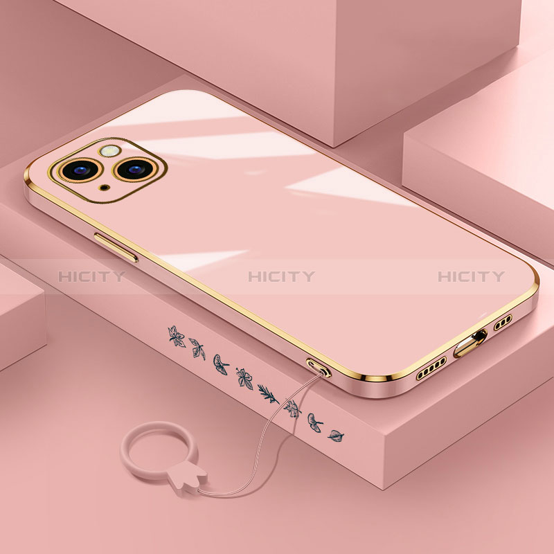 Custodia Silicone Ultra Sottile Morbida Cover S03 per Apple iPhone 15 Plus Oro Rosa