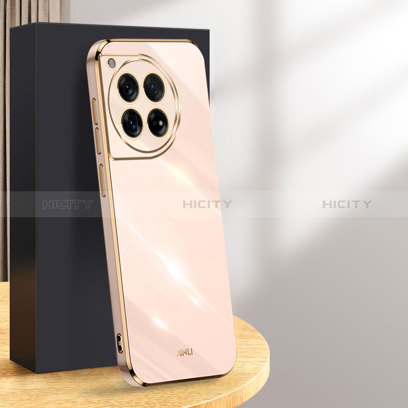 Custodia Silicone Ultra Sottile Morbida Cover XL1 per OnePlus 12 5G Oro Rosa