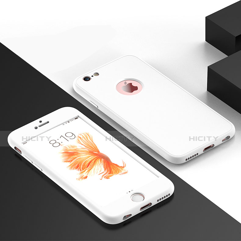 Custodia Silicone Ultra Sottile Morbida Fronte e Retro 360 Gradi per Apple iPhone 6 Bianco