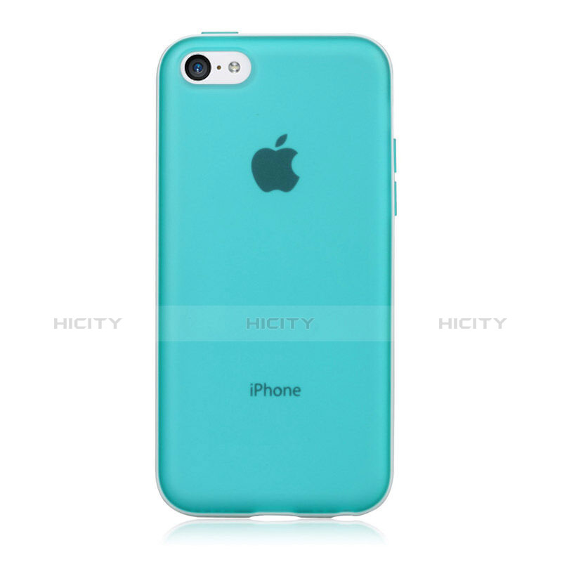 Custodia Silicone Ultra Sottile Morbida Laterale Opaca per Apple iPhone 5C Cielo Blu