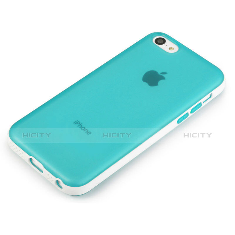 Custodia Silicone Ultra Sottile Morbida Laterale Opaca per Apple iPhone 5C Cielo Blu