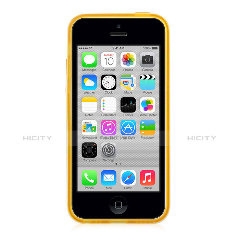 Custodia Silicone Ultra Sottile Morbida Laterale Opaca per Apple iPhone 5C Giallo