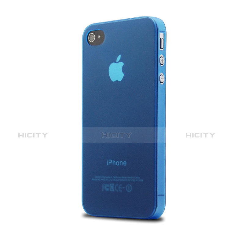 Custodia Silicone Ultra Sottile Morbida Opaca per Apple iPhone 4S Blu