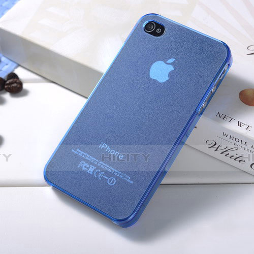 Custodia Silicone Ultra Sottile Morbida Opaca per Apple iPhone 4S Blu