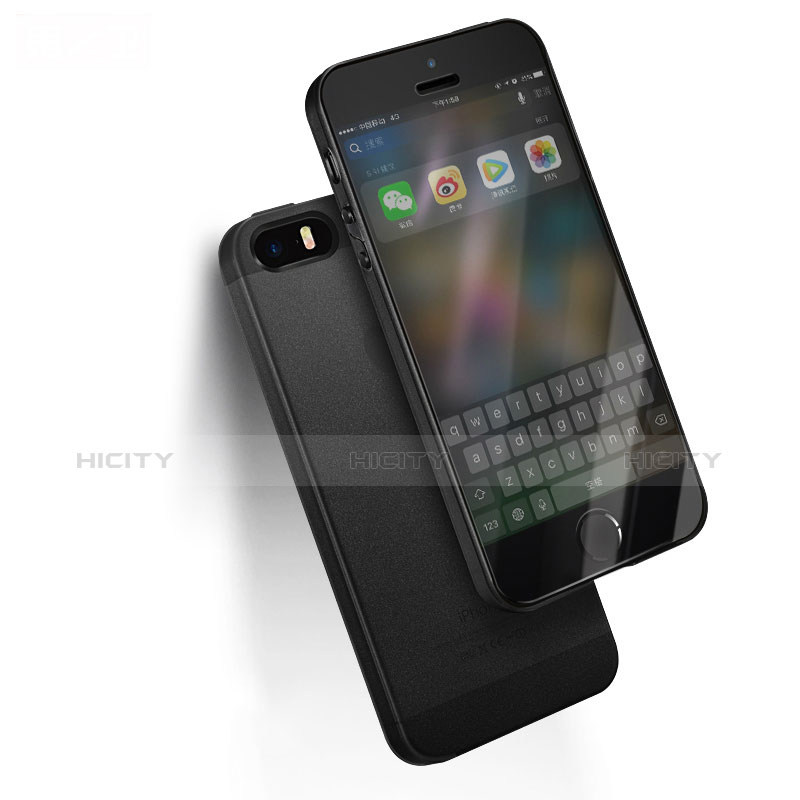 Custodia Silicone Ultra Sottile Morbida per Apple iPhone 5S Nero