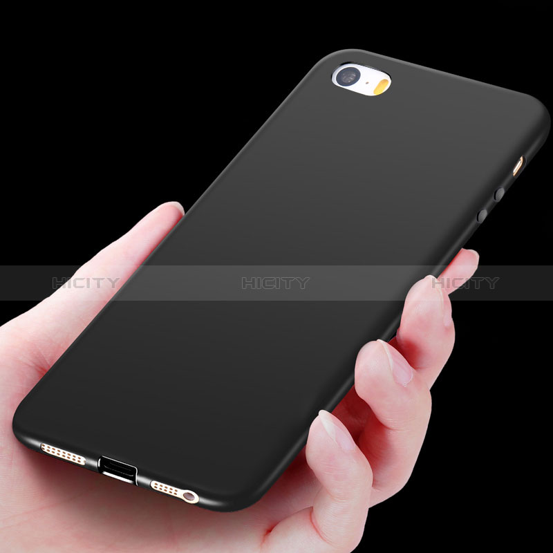 Custodia Silicone Ultra Sottile Morbida R01 per Apple iPhone 5 Nero