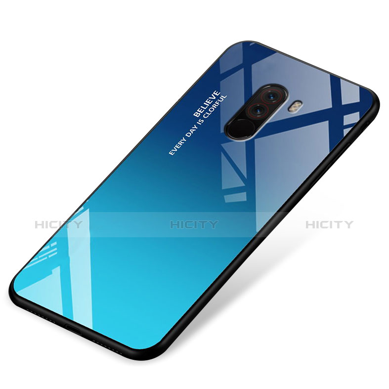 Custodia Silicone Ultra Sottile Morbida Specchio M03 per Xiaomi Pocophone F1 Blu