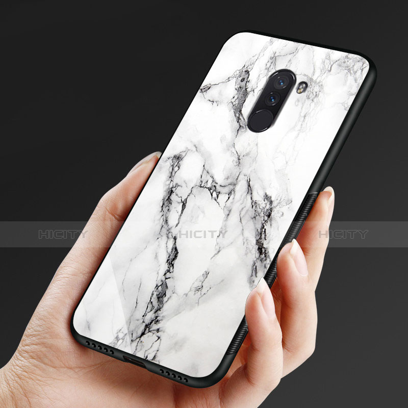 Custodia Silicone Ultra Sottile Morbida Specchio M05 per Xiaomi Pocophone F1 Bianco