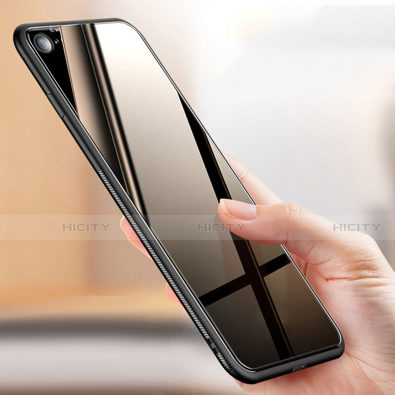 Custodia Silicone Ultra Sottile Morbida Specchio per Apple iPhone SE (2020) Nero
