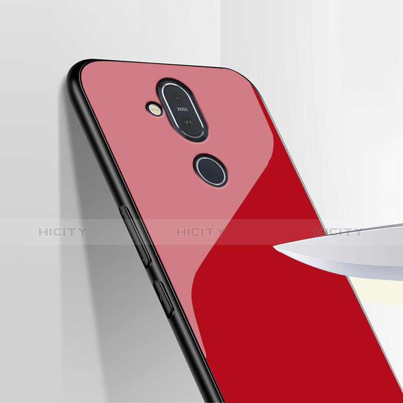 Custodia Silicone Ultra Sottile Morbida Specchio per Nokia 7.1 Plus Rosso