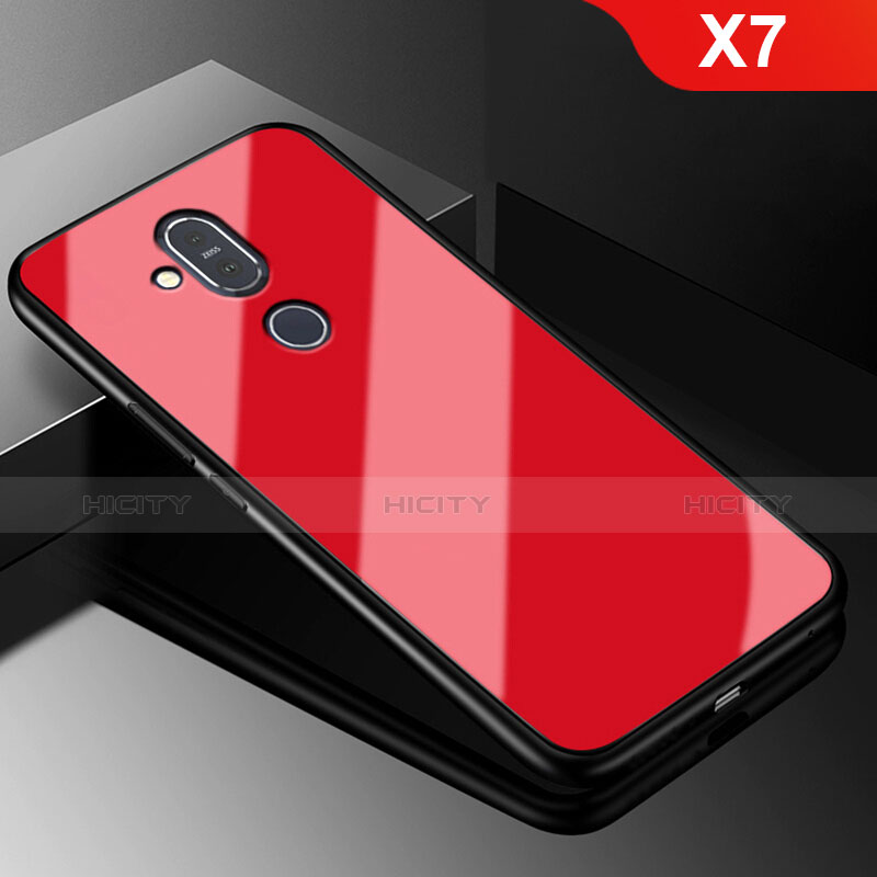 Custodia Silicone Ultra Sottile Morbida Specchio per Nokia X7 Rosso