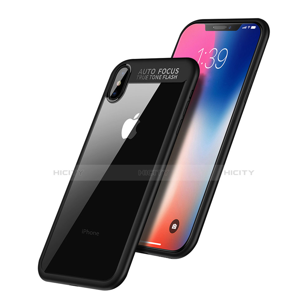 Custodia Silicone Ultra Sottile Morbida Specchio W01 per Apple iPhone X Nero