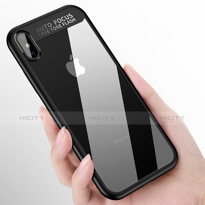 Custodia Silicone Ultra Sottile Morbida Specchio W01 per Apple iPhone X Nero