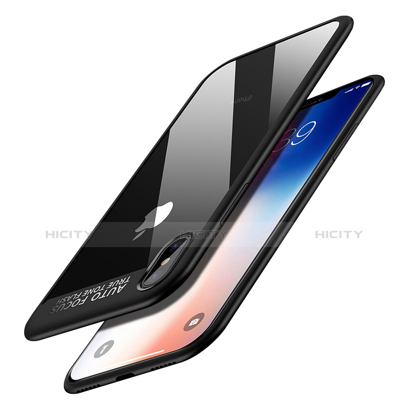 Custodia Silicone Ultra Sottile Morbida Specchio W01 per Apple iPhone X Nero