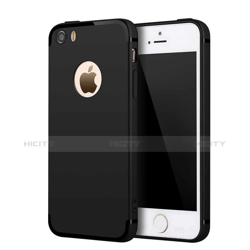 Custodia Silicone Ultra Sottile Morbida U01 per Apple iPhone 5S Nero