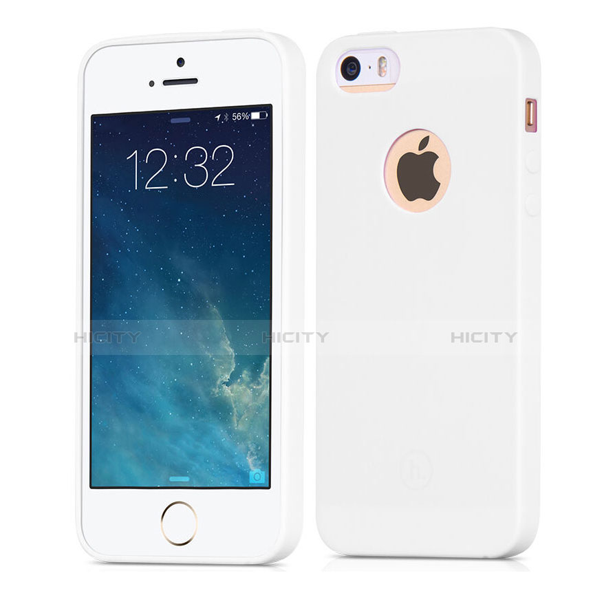 Custodia TPU Morbida Lucido con Foro per Apple iPhone 5S Bianco