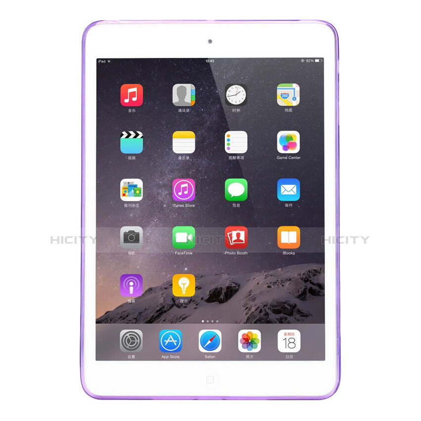 Custodia TPU Trasparente Ultra Sottile Morbida per Apple iPad Mini 2 Viola