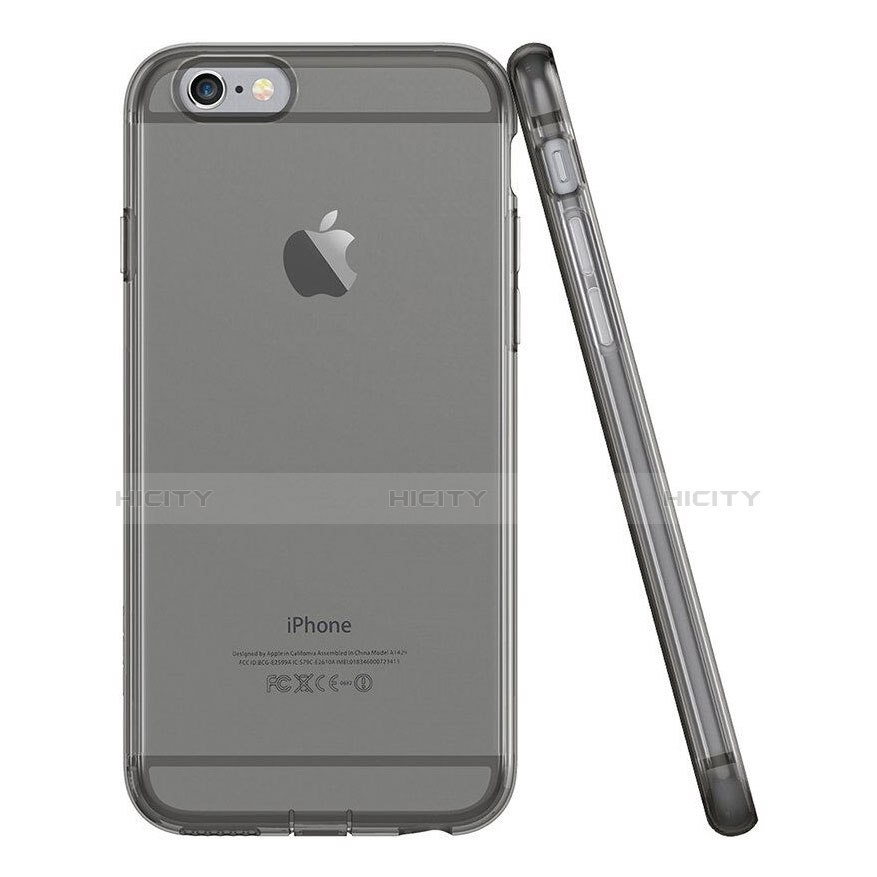 Custodia TPU Trasparente Ultra Sottile Morbida per Apple iPhone 6 Plus Grigio Scuro