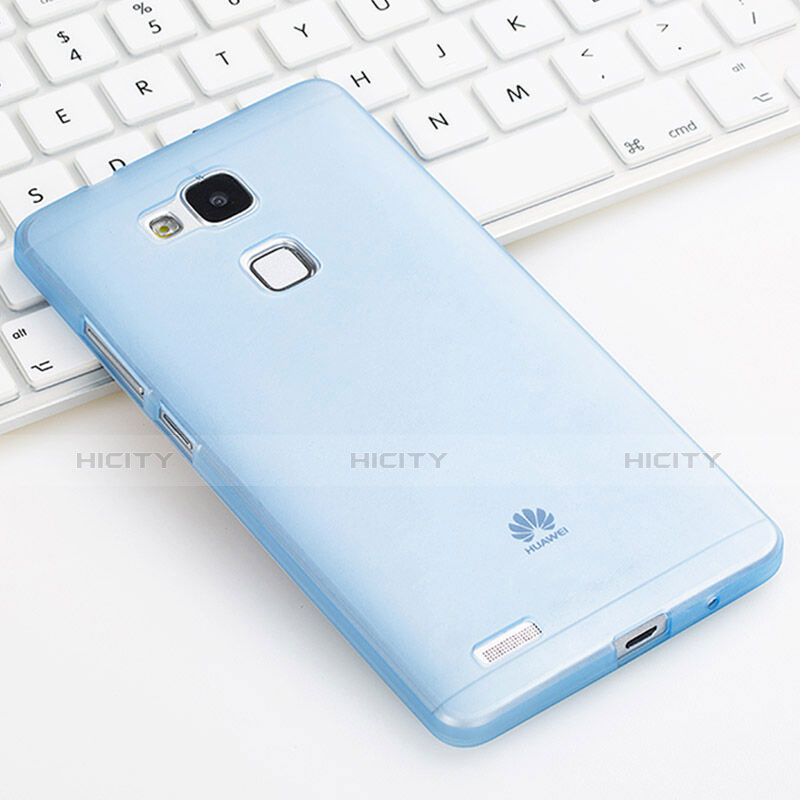 Custodia TPU Trasparente Ultra Sottile Morbida per Huawei Mate 7 Blu