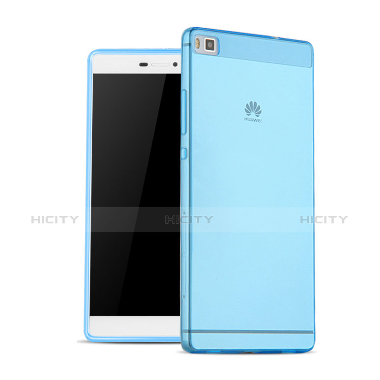Custodia TPU Trasparente Ultra Sottile Morbida per Huawei P8 Blu