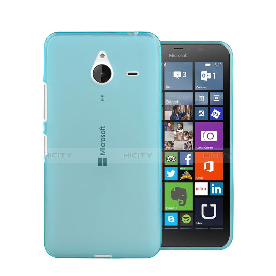 Custodia TPU Trasparente Ultra Sottile Morbida per Microsoft Lumia 640 XL Lte Blu