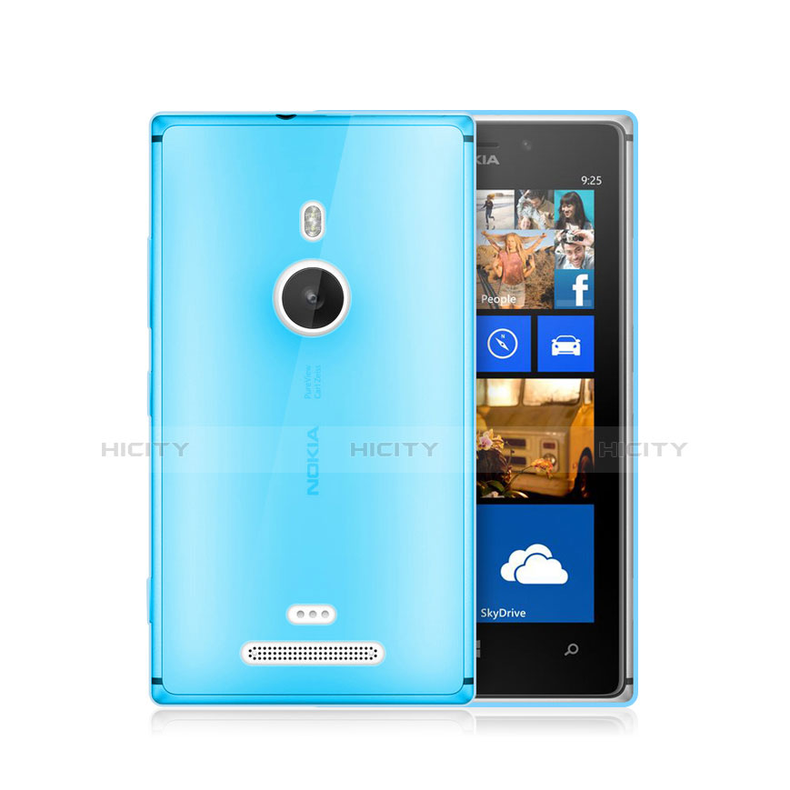 Custodia TPU Trasparente Ultra Sottile Morbida per Nokia Lumia 925 Blu