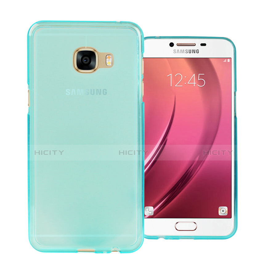Custodia TPU Trasparente Ultra Sottile Morbida per Samsung Galaxy C7 SM-C7000 Blu