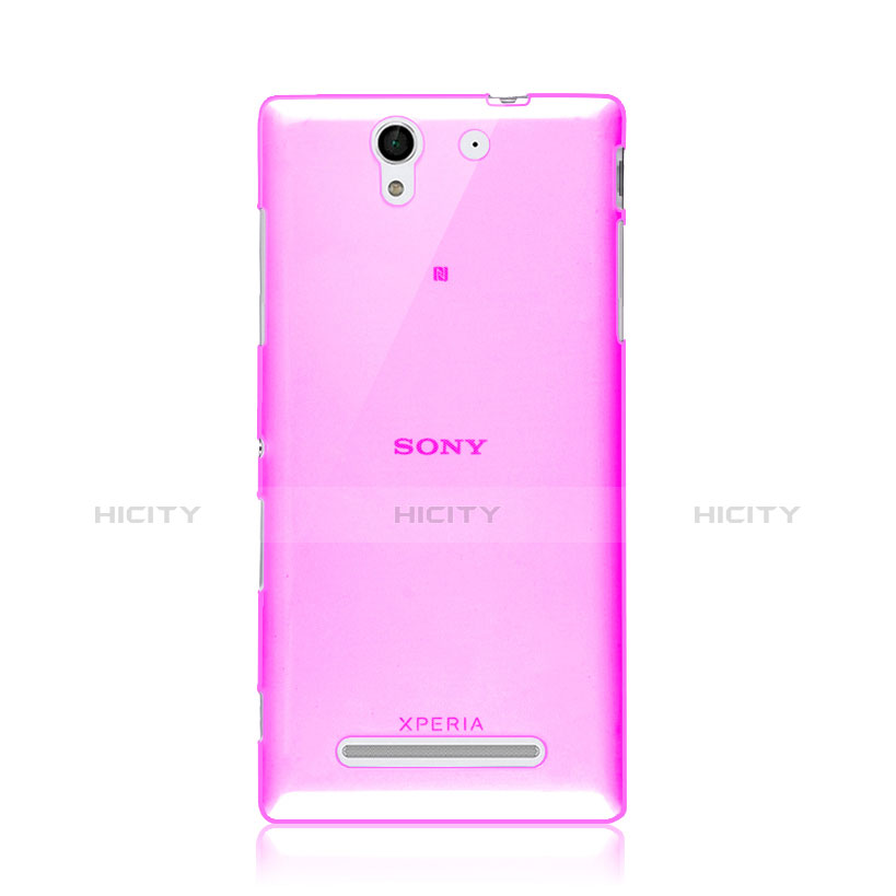 Custodia TPU Trasparente Ultra Sottile Morbida per Sony Xperia C3 Rosa