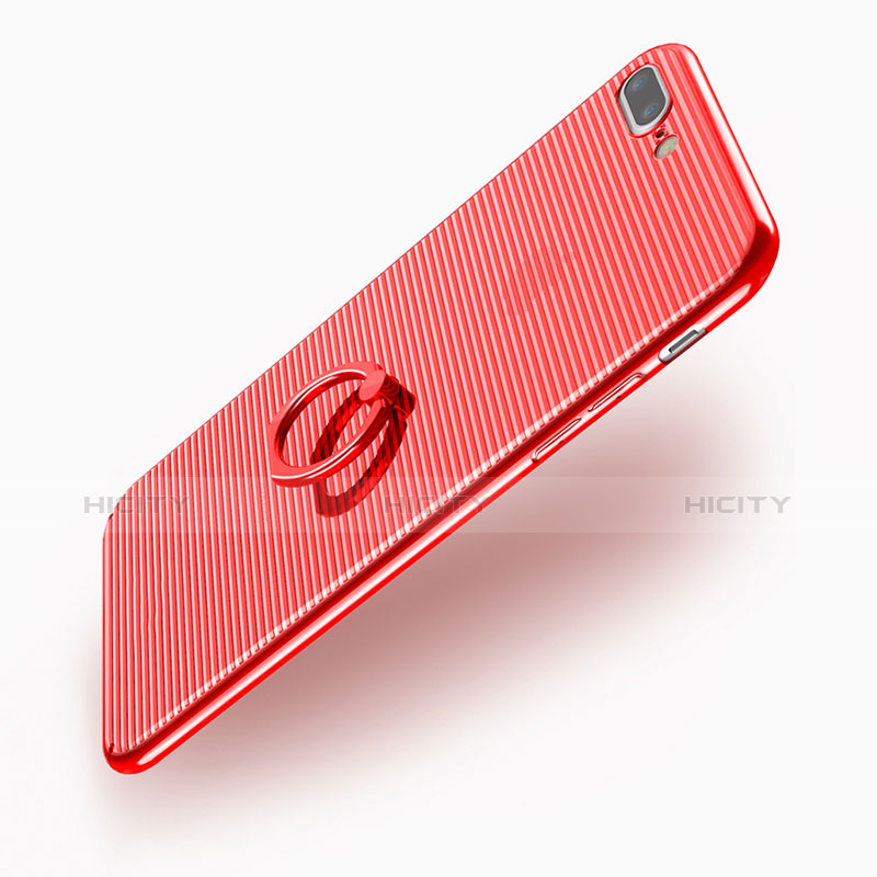 Custodia Trasparente Rigida con Anello Supporto per Apple iPhone 8 Plus Rosso