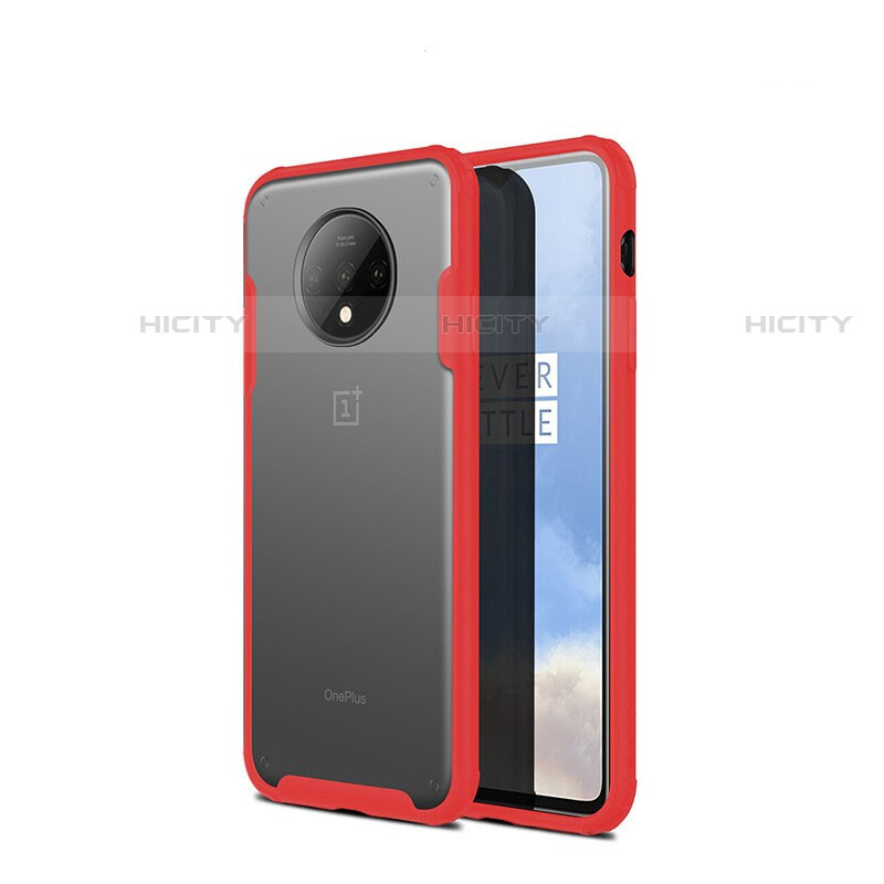 Custodia Ultra Slim Trasparente Rigida Cover Opaca per OnePlus 7T Rosso