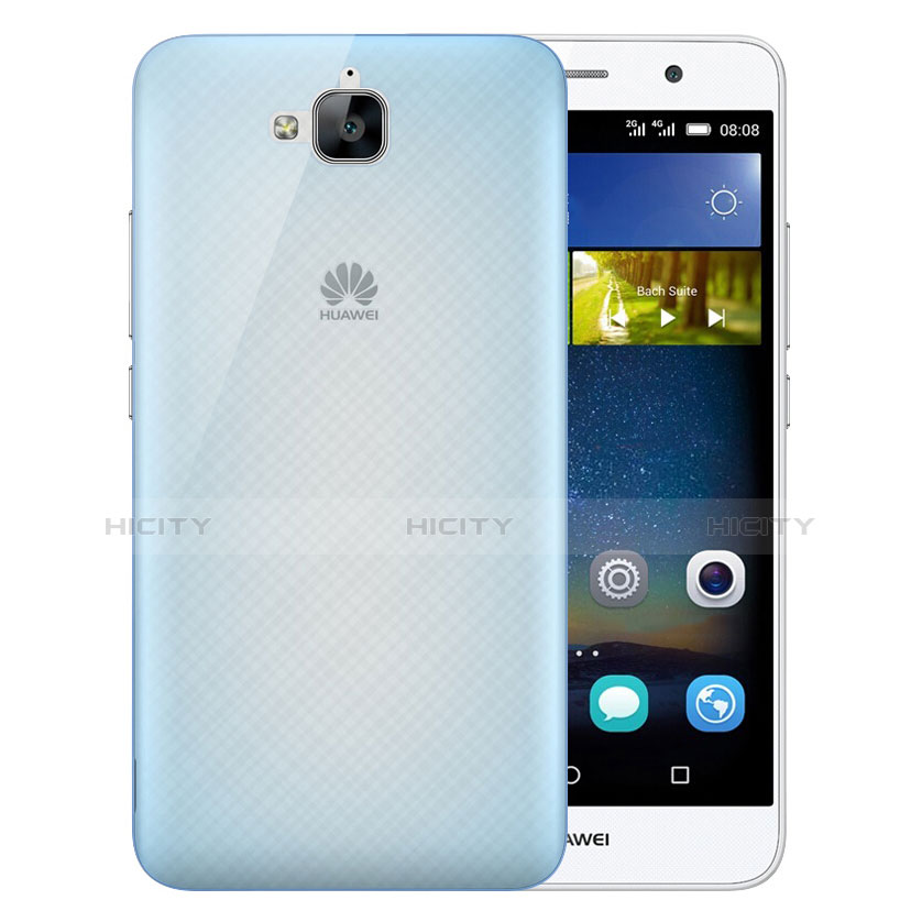Custodia Ultra Slim Trasparente Rigida Opaca per Huawei Y6 Pro Blu