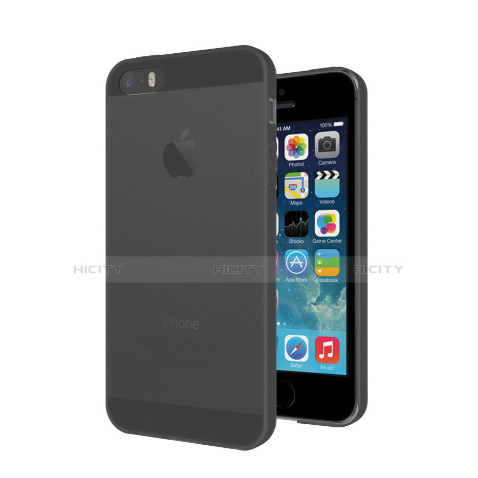 Custodia Ultra Sottile Trasparente Morbida Opaca per Apple iPhone 5S Grigio Scuro