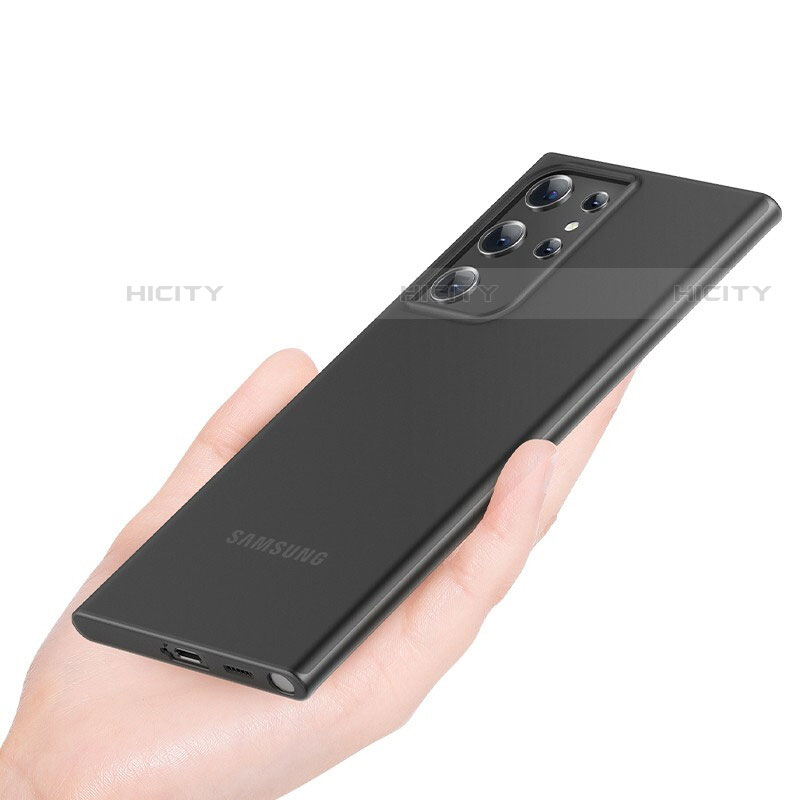 Custodia Ultra Sottile Trasparente Rigida Cover Opaca H01 per Samsung Galaxy S22 Ultra 5G Nero