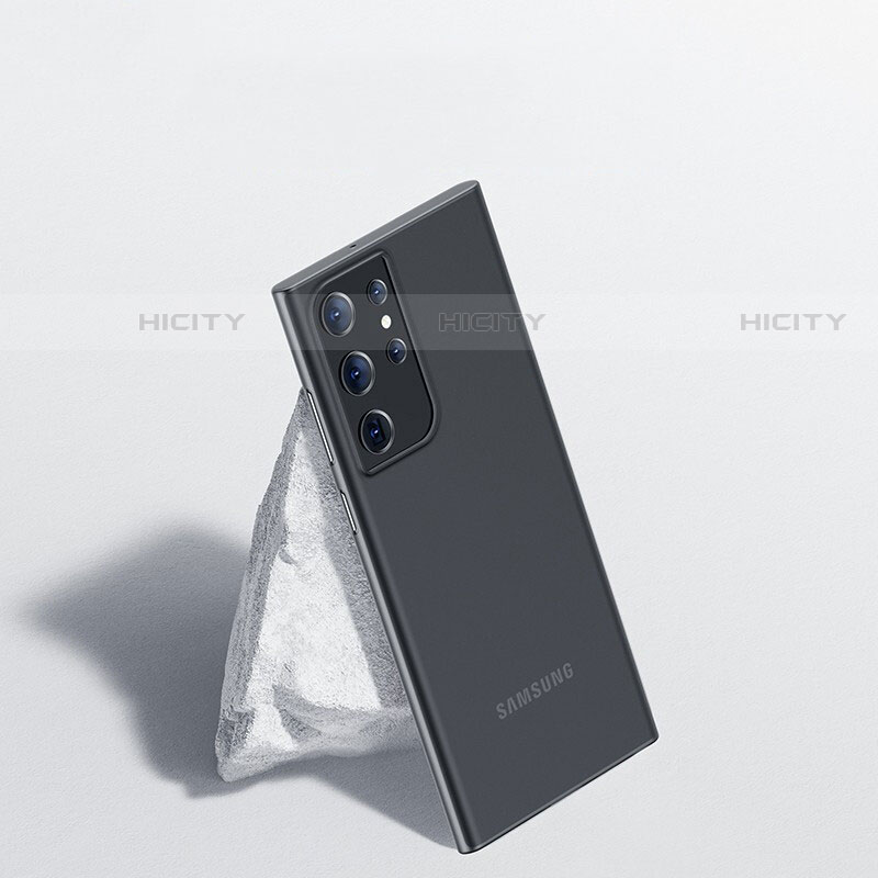 Custodia Ultra Sottile Trasparente Rigida Cover Opaca H01 per Samsung Galaxy S22 Ultra 5G Nero