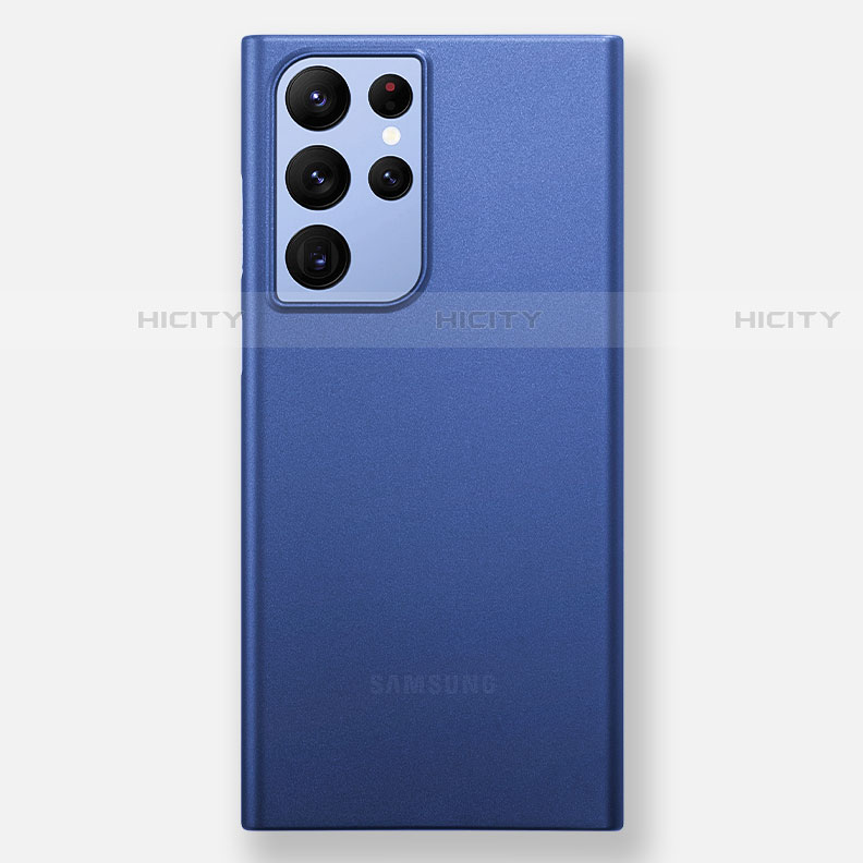 Custodia Ultra Sottile Trasparente Rigida Cover Opaca H02 per Samsung Galaxy S21 Ultra 5G Blu
