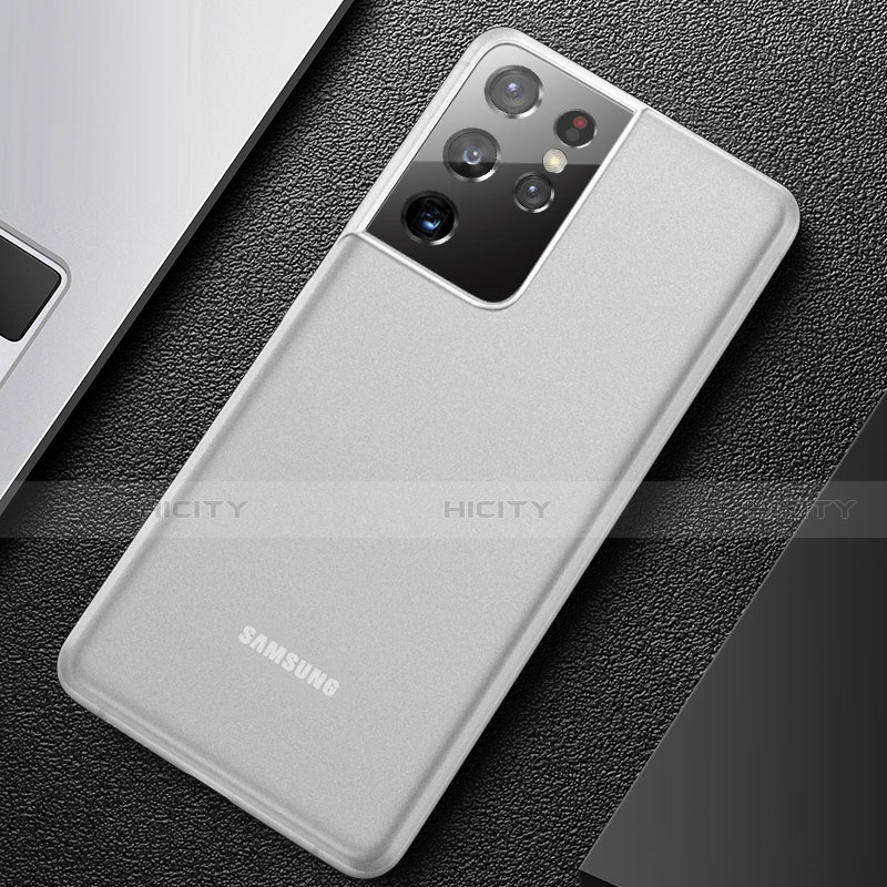 Custodia Ultra Sottile Trasparente Rigida Cover Opaca U01 per Samsung Galaxy S21 Ultra 5G Bianco