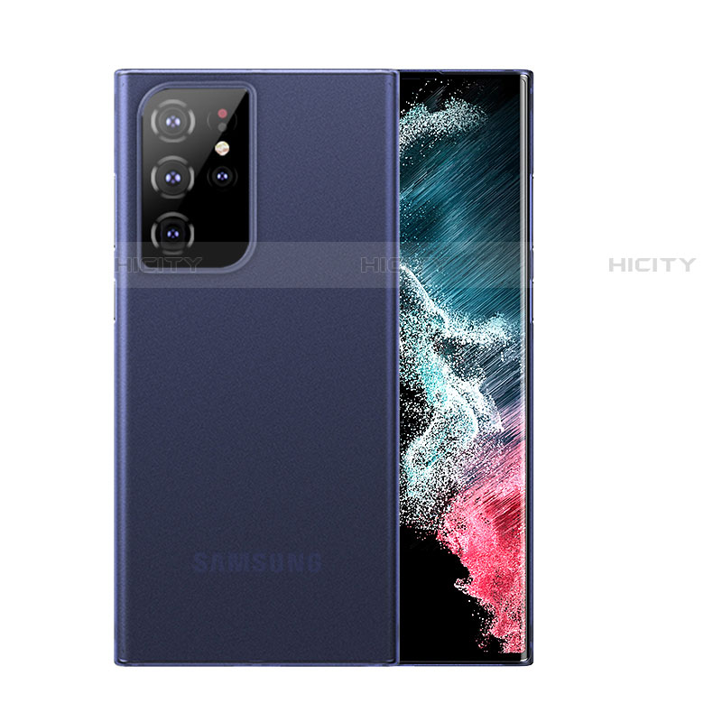 Custodia Ultra Sottile Trasparente Rigida Cover Opaca U03 per Samsung Galaxy S21 Ultra 5G Blu