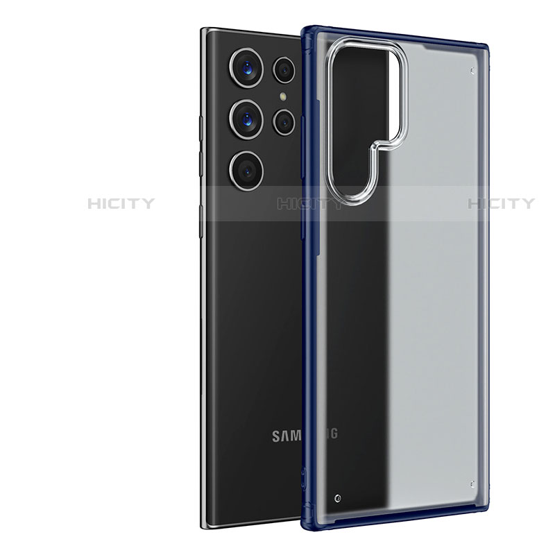 Custodia Ultra Sottile Trasparente Rigida Cover Opaca U04 per Samsung Galaxy S21 Ultra 5G Blu